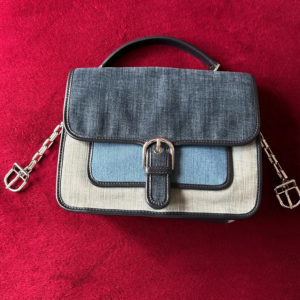 Micheal Kors Women’s Tri-Tone Denim Top-Handle Bag with Chain Strap
